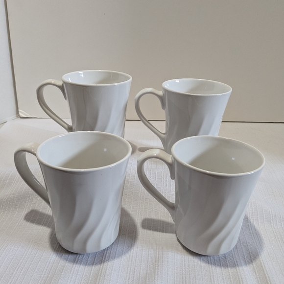 Corelle Coordinates White Swirl Mugs Set Of 4 Stoneware - Picture 4 of 8